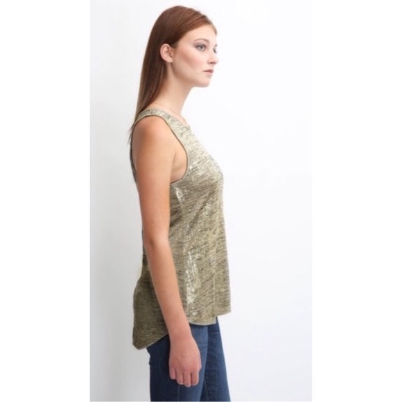 💕SANCTUARY💕 Gold Foil Tank Top with Back Slit Small S NWT - Picture 2 of 15